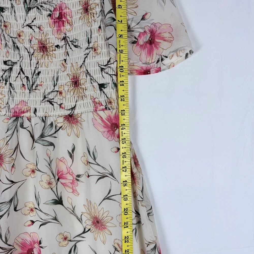 Lily Rose Floral Hi-Low Milkmaid Dress Smocked XS Cottagecore Fairy Coquette - Picture 10 of 12